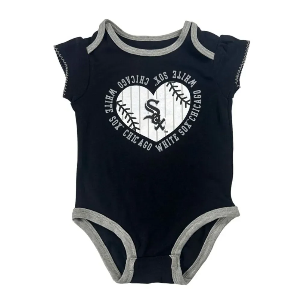 MLB Chicago White Sox Infant Girls Flutter Sleeve Bodysuit 3 Pack, 18 Months